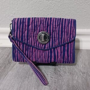 VERA BRADLEY Quilted Cotton Wristlet Wallet, 'Impressionista' Stripe Pattern